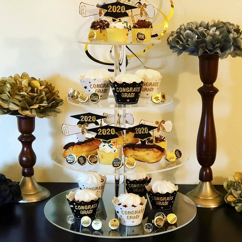 Boxalls Cupcake Stand, 4 Tier Round Acrylic Cupcake Display Stand Holder, Clear Dessert Pastry Tower for Wedding, Birthday, Theme Party, Baby Shower - Image 4